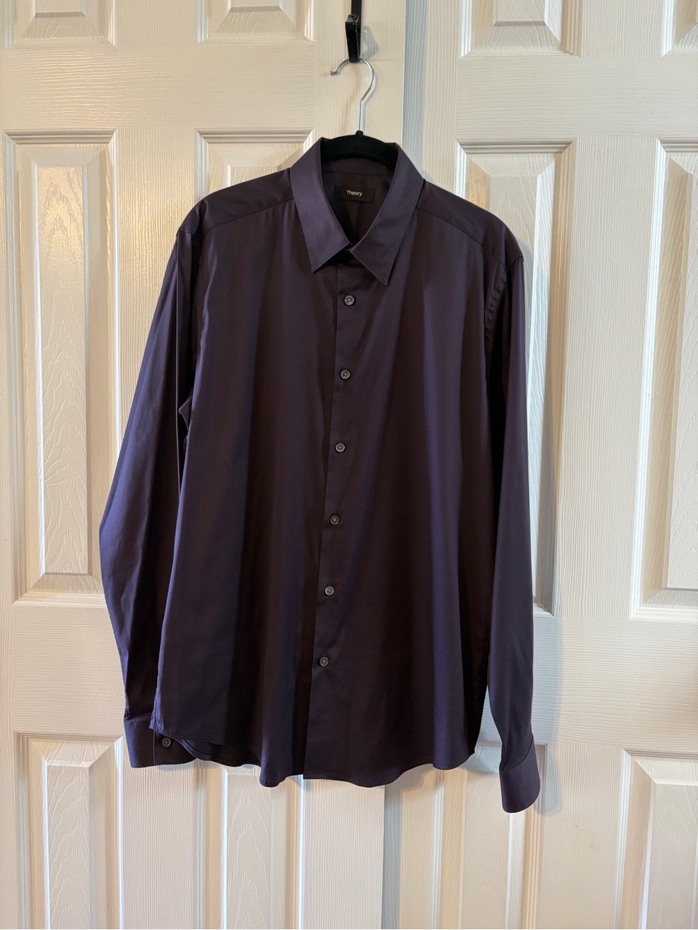 Theory Men’s Deep Plum Long Sleeve Button Down Shirt Size Large New Without Tags